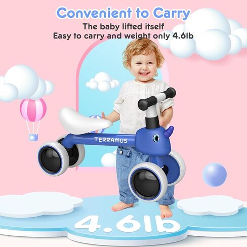 Baby Balance Bike for 1 Year Old Gifts Boys Girls - Toys for 12-24 Month Toddler Balance Bike, No Pedal 4 Wheels Infant Baby Walker Pre-School First Riding Bike, Best First Birthday Gifts in Saudi Arabia