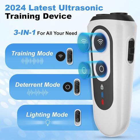 Dog Bark Deterrent Devices, Anti Barking Device for Dogs Indoor Outdoor, Rechargeable Ultrasonic Dog Bark Control Devices 50FT with Flashlight, Portable Dog Barking Silencer Dog Training in Kuwait