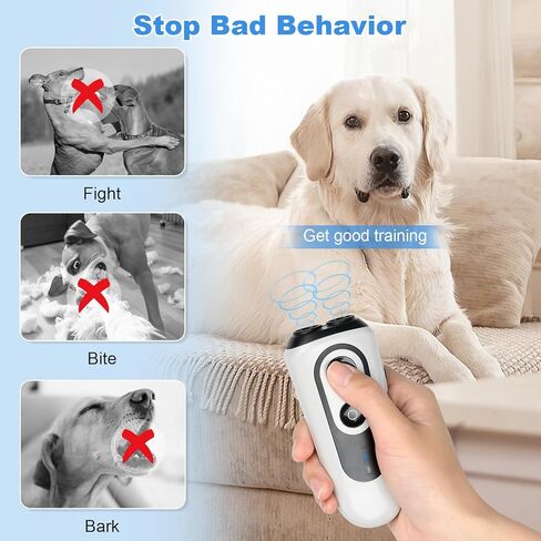 Dog Bark Deterrent Devices, Anti Barking Device for Dogs Indoor Outdoor, Rechargeable Ultrasonic Dog Bark Control Devices 50FT with Flashlight, Portable Dog Barking Silencer Dog Training in Kuwait