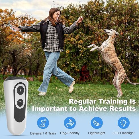Dog Bark Deterrent Devices, Anti Barking Device for Dogs Indoor Outdoor, Rechargeable Ultrasonic Dog Bark Control Devices 50FT with Flashlight, Portable Dog Barking Silencer Dog Training in Kuwait