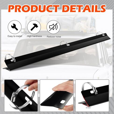 Ladder Rack Wind Deflector with 3 Pcs Ring Clamps Roof Rack Wind Deflector Roof Rack Cut Down On The Noise Fairing for Car Trailer Pickup Accessories, 39.37 Inch Black in Saudi Arabia