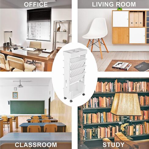 5 Tier Rolling Utility Cart Multi-Functional Movable Storage Book Shelves with Lockable Casters for Study Office Living Room Classroom, Black in Saudi Arabia