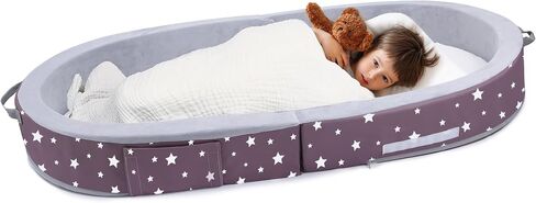 Mooedcoe Foldable Toddler Floor Bed with Sides, Portable Toddler Bumper Bed for Travel Kid Foam Sleeping Cot in Saudi Arabia