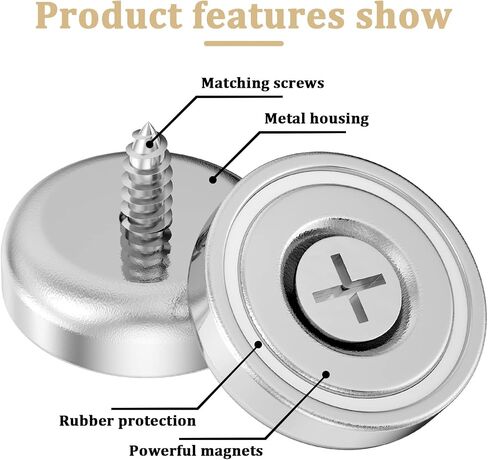 Neodymium Disc Magnet, 0.98 inch Rare Earth Magnets with Heavy Duty Countersunk Hole and Stainless Screws for Garage Wall Mounting Refrigerator Magnets, Pack of 4 in Saudi Arabia