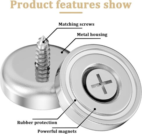 مغناطيس قرص نيوديميوم، مغناطيس أرضي نادر 0.98 بوصة مع فتحة غاطسة شديدة التحمل ومسامير مقاومة للصدأ لمغناطيس الثلاجة للتثبيت على جدار المرآب، عبوة من 4 قطع in Kuwait