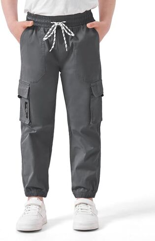 Boys Cargo Jogger Pants Kids Elastic Waist Hiking Pants Lightweight Outdoor Pants in Saudi Arabia