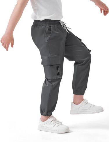 Boys Cargo Jogger Pants Kids Elastic Waist Hiking Pants Lightweight Outdoor Pants in Saudi Arabia