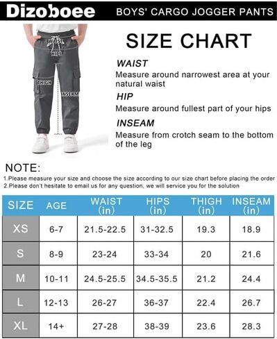 Boys Cargo Jogger Pants Kids Elastic Waist Hiking Pants Lightweight Outdoor Pants in Saudi Arabia
