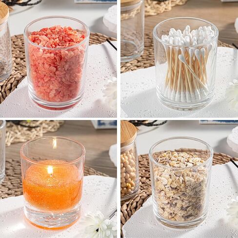 15 عبوة من برطمانات الشموع سعة 7 أونصة لصنع الشموع، برطمانات شموع زجاجية سميكة مع غطاء من الخيزران، مجموعات صنع الشموع برطمانات شموع فارغة، أوعية شموع كبيرة مع أغطية، علبة شموع قابلة لإعادة الاستخدام. (شفاف... in Kuwait