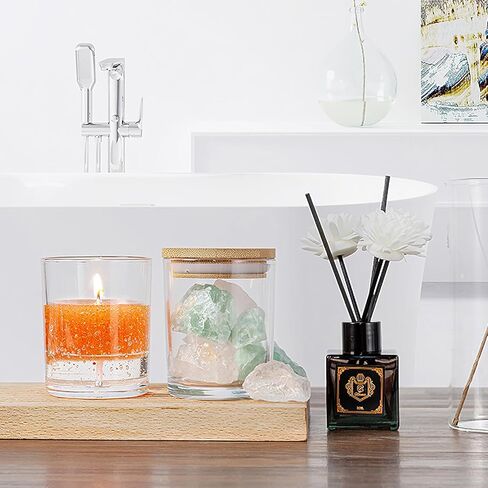 15 عبوة من برطمانات الشموع سعة 7 أونصة لصنع الشموع، برطمانات شموع زجاجية سميكة مع غطاء من الخيزران، مجموعات صنع الشموع برطمانات شموع فارغة، أوعية شموع كبيرة مع أغطية، علبة شموع قابلة لإعادة الاستخدام. (شفاف... in Kuwait