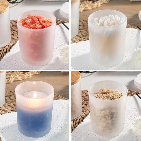 15 عبوة من برطمانات الشموع الزجاجية المتجمدة سعة 7 أوقية من GoldArea مع أغطية من الخيزران لمجموعات صنع الشموع، وأوعية وحاويات شموع فارغة قابلة لإعادة الاستخدام in Kuwait