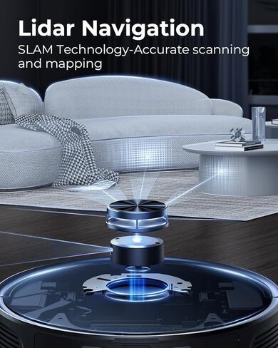 مجموعة مكنسة وممسحة روبوت لاريسار، مكنسة كهربائية روبوتية بقدرة 3500 باسكال مع محطة تفريغ ذاتية سعة 3.5 لتر، مكنسة روبوت 3 في 1 مع نظام ملاحة ليدار، تحكم ذكي في التطبيقات، لشعر الحيوانات الأليفة/الأرضيات/السجاد (L6 Pro) in Kuwait