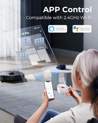 مجموعة مكنسة وممسحة روبوت لاريسار، مكنسة كهربائية روبوتية بقدرة 3500 باسكال مع محطة تفريغ ذاتية سعة 3.5 لتر، مكنسة روبوت 3 في 1 مع نظام ملاحة ليدار، تحكم ذكي في التطبيقات، لشعر الحيوانات الأليفة/الأرضيات/السجاد (L6 Pro) in Kuwait