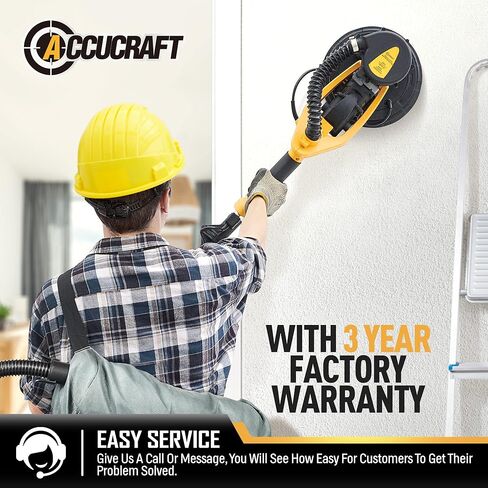 [نسخة مطورة] ماكينة صنفرة الحوائط الجافة الكهربائية مع مكنسة كهربائية، 800 وات، تصميم خالٍ من الغبار ممتص للغبار تلقائيًا، 6 سرعات متغيرة 500-1800 دورة في الدقيقة، سلك طاقة 26 بوصة، ضوء LED، أشرطة موفرة للعمالة، لسقف الفشار in Kuwait