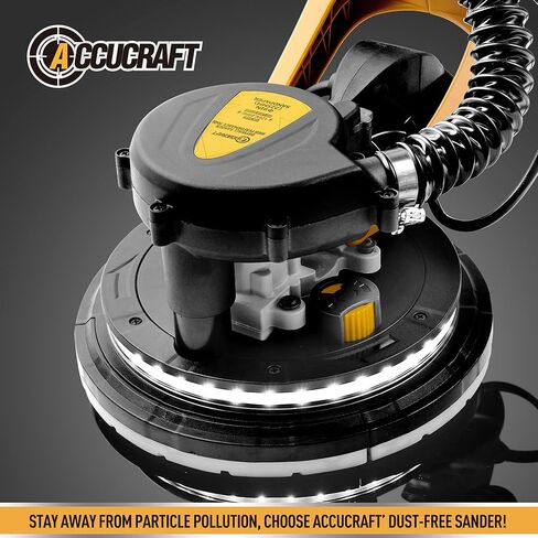 [نسخة مطورة] ماكينة صنفرة الحوائط الجافة الكهربائية مع مكنسة كهربائية، 800 وات، تصميم خالٍ من الغبار ممتص للغبار تلقائيًا، 6 سرعات متغيرة 500-1800 دورة في الدقيقة، سلك طاقة 26 بوصة، ضوء LED، أشرطة موفرة للعمالة، لسقف الفشار in Kuwait