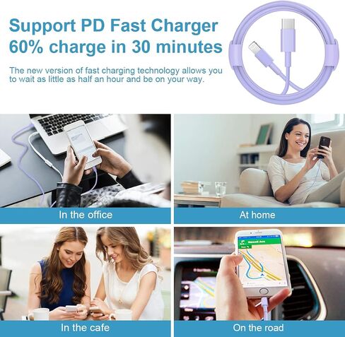 iPhone Charger Super Fast Charging 20W PD Power Wall Charger with 6FT Charging Cable Compatible i Phone 14/14 Pro Max/13/13 Pro Max/12/12 Pro/12 Pro Max/11/11 Pro iPad(Black) in Saudi Arabia