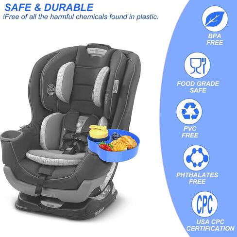 Kids Car Seat Snack Tray: Travel Trays for Kids Car Cup Holder, 2PCS Toddler Road Trip Essential, Travel Snacks Food Plate for Stroller, Boosters, and Anywhere with a Cup Holder -Blue&Pink in Saudi Arabia