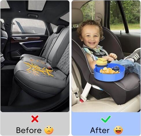 Kids Car Seat Snack Tray: Travel Trays for Kids Car Cup Holder, 2PCS Toddler Road Trip Essential, Travel Snacks Food Plate for Stroller, Boosters, and Anywhere with a Cup Holder -Blue&Pink in Saudi Arabia