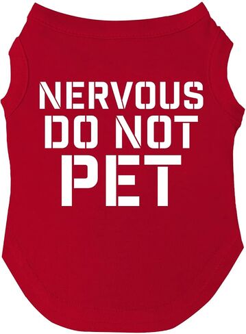 تي شيرت Nervous Do Not Pet Dog بمقاسات للجراء والألعاب والسلالات الكبيرة (أحمر، متوسط ​​156) in Kuwait