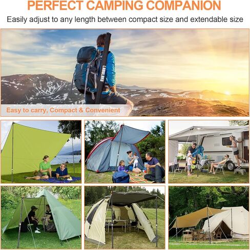 أعمدة خيمة كامولاند، أعمدة قماش القنب شديدة التحمل، أعمدة المظلة، أعمدة خيمة من الألومنيوم مع قاعدة مخروطية غير قابلة للانزلاق، أعمدة قماش القنب تلسكوبية قابلة للتعديل in Kuwait