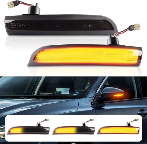 Gempro LED مرآة جانبية بدوره إشارة ضوء مصابيح مرآة العنبر المتتابعة لـ 2013-2018 Ford Escape Ecosport، 2012-2018 Focus ST SE RS، C-Max 2013-2017 (Clear Len) in Kuwait