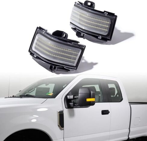 Astra Depot Pair Tow Mirror F150 Super Duty Turn Signal DRL Parking Lights Compatible For Ford F150 F250 F350 F450 F550 2015-2022 2023, Clear Lens Fits for OE FL3Z-13B374-CA FL3Z-13B375-CA in Saudi Arabia