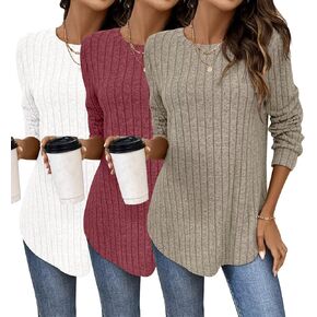 Bliwov Womens Long Sleeve Shirts Fall Tunic Top CrewNeck Dressy Casual Outfits Loose Pullover Sweaters Blouse Fashion Clothes in Kuwait