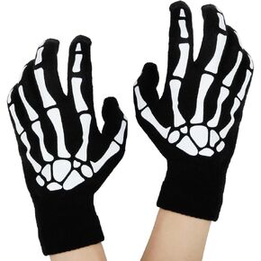 WOVOWOVO Skeleton Gloves Glow In The Dark for Women Men Adults Gothic Fingerless Gloves Halloween Costume Emo Accessories in Kuwait