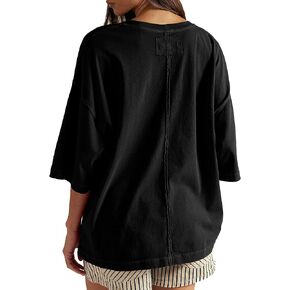 HUGOOME Womens Oversized T Shirts Summer Casual Short Sleeve Tops Cotton Crew Neck Loose Fit Basic Tee Plus Size Blouse in Kuwait