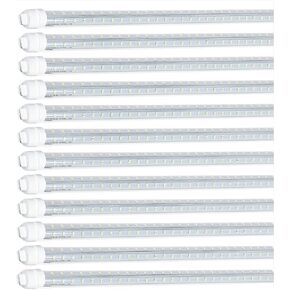 8FT R17D/HO LED Tube Lights, Super Bright V Shaped 270° Angel, 4 Row LEDs 80W 10800lm 6500K Cold White, Clear PC Cover (Replace for F96T12/CW/HO150W) Ballast Bypass Dual-Ended Power AC100-277V 12PACK in Saudi Arabia
