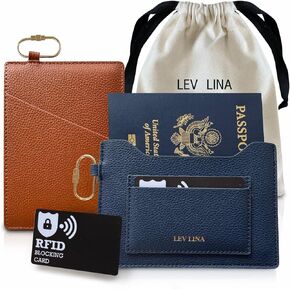 حامل جواز سفر للسفر RFID حظره نحيف جواز سفر محفظة وجواز سفر غلاف الكتب مع نغمة الذهب برغي carabiner وحقيبة الهدايا ، أساسيات المطار (البحرية) in Kuwait