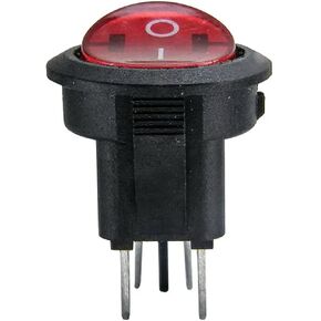Round Rocker Switch ، 23 مم SPST OFF ، 4 أسنان ، 6A تصنيف ، أسود مع LED أحمر ، حزمة 5 (250 فولت) in Kuwait