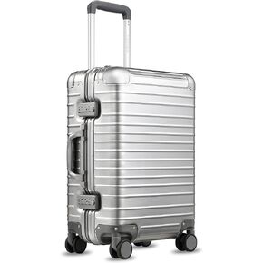 Luggex جميع الألومنيوم تحمل أمتعة مع عجلات - حقيبة Hardshell Zipperless مع قفل TSA (الفضة ، 20 بوصة) in Kuwait