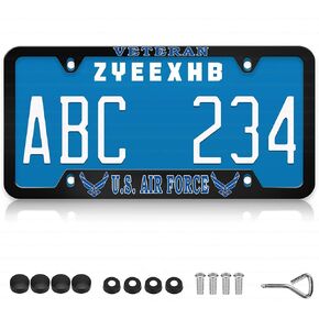 2 Pcs Aluminum License Plate Frame for US Army,4-Hole Matte Black for United States Army Car Licenses Plate Covers Holders Frames for Plates with Screw Caps in Saudi Arabia