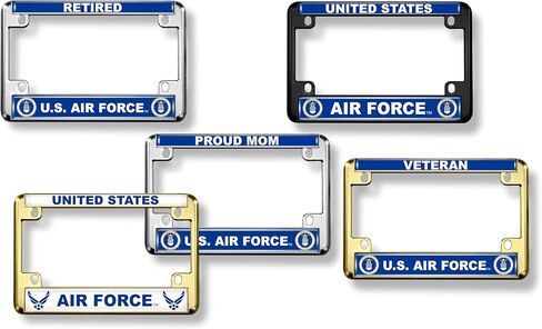 [Officially Licensed Product] - Motorcycle Domed Custom-Made Personalized Metal License Plate Frame Frame with Proud Dad U.S. Air Force (USAF) Design - Gold in Saudi Arabia