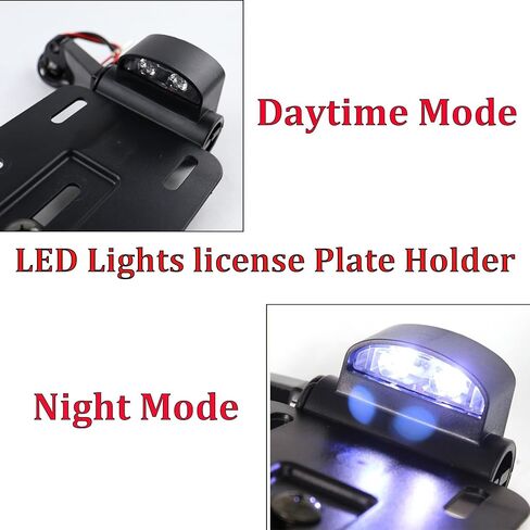 Motorcycle Rear Side License Plate Bracket Holder with LED Light for Harley Sportster XL883, XL1200, Dyna Low Rider FXDLS, Street Bob FXDB 2004-2020 Black in Kuwait