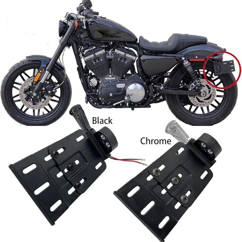 Motorcycle Rear Side License Plate Bracket Holder with LED Light for Harley Sportster XL883, XL1200, Dyna Low Rider FXDLS, Street Bob FXDB 2004-2020 Black in Kuwait