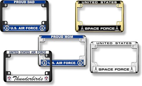 [Officially Licensed Product] - Motorcycle Domed Custom-Made Personalized Metal License Plate Frame Frame with Proud Mom U.S. Air Force (USAF) Design - Black in Saudi Arabia