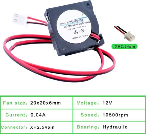 1pc ACP-2006 20x20x6mm 20mm Blower Fan DC5V 12V 10500RPM Blower Cooling Fan Suitable for Projector(12V_Fixed Color) in Saudi Arabia
