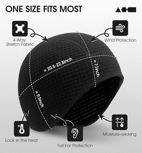 SUNMECI Winter Thermal Helmet Liner Skull Cap, Fleece Lined Warm Cycling Cap Ski Beanie for Men Women in Kuwait