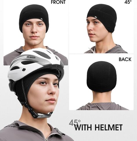 SUNMECI Winter Thermal Helmet Liner Skull Cap, Fleece Lined Warm Cycling Cap Ski Beanie for Men Women in Kuwait