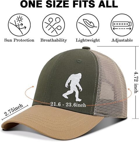 Sasquatch Gifts Bigfoot Hat Embroidery Sasquatch Hats for Men ، Big Foot Sasquatch Cap Trucker Hat for Dad Pairr Grandpa in Kuwait
