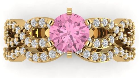 مجموعة زفاف Clara Pucci 14K Gold Gold - محاكاة من الماس الوردي المحاكاة مع لهجات خاتم الخطوبة ومكدس فرقة زفاف الماس المحاكاة للنساء - مجموعة المشاركة الزفاف in Saudi Arabia