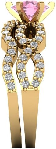 مجموعة زفاف Clara Pucci 14K Gold Gold - محاكاة من الماس الوردي المحاكاة مع لهجات خاتم الخطوبة ومكدس فرقة زفاف الماس المحاكاة للنساء - مجموعة المشاركة الزفاف in Saudi Arabia