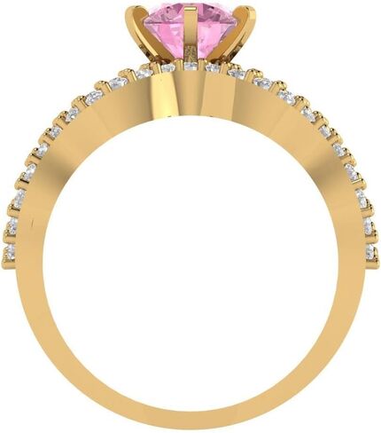مجموعة زفاف Clara Pucci 14K Gold Gold - محاكاة من الماس الوردي المحاكاة مع لهجات خاتم الخطوبة ومكدس فرقة زفاف الماس المحاكاة للنساء - مجموعة المشاركة الزفاف in Saudi Arabia