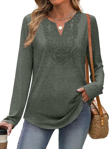 قمم Xieerduo Boho للنساء بلوزات أنيقة خامدة من القمصان طويلة الأكمام in Kuwait