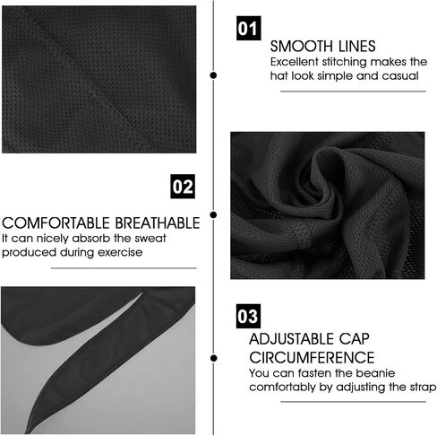 Larrel 2 Pcs Durags for Men, Quick Drying Dew Rags Head Cap Sports Sweat Wicking Beanie Cooling Do Rags Head Wrap Bandana for Men Women Running Cycling Motorcycle Outdoor Activities (Black) in Saudi Arabia