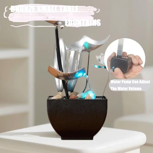 Desktop Water Fountains: Relaxing Zen Décor for Home Living Room or Bedroom and Office - Home Décor Soothing Sound Pink in Saudi Arabia
