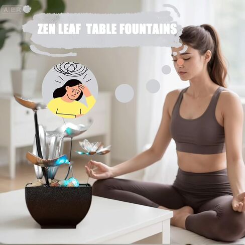 Desktop Water Fountains: Relaxing Zen Décor for Home Living Room or Bedroom and Office - Home Décor Soothing Sound Pink in Saudi Arabia