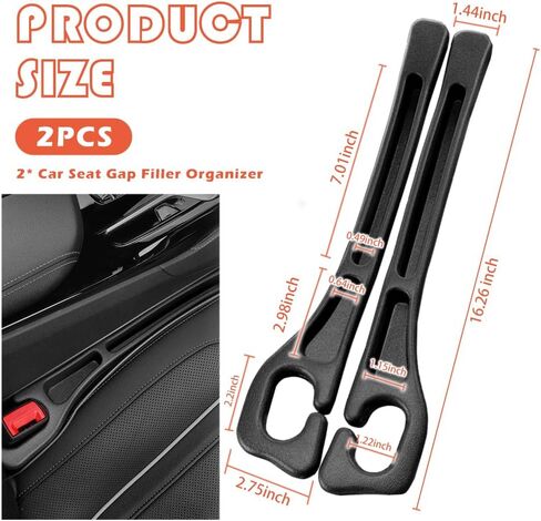 2PCS Car Seat Gap Filler Organizer with Storage Slots,Upgraded Car Gap Filler for Storing Phones,Keys,Items,Plug & Play No Drop Seat Guard for Cars Avoid Items Falling in Saudi Arabia